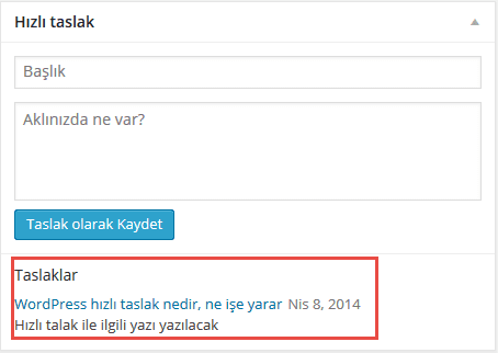 Hızlı taslak örneği