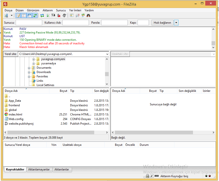 filezilla klasor listesi alinamadi hata cozumu 4