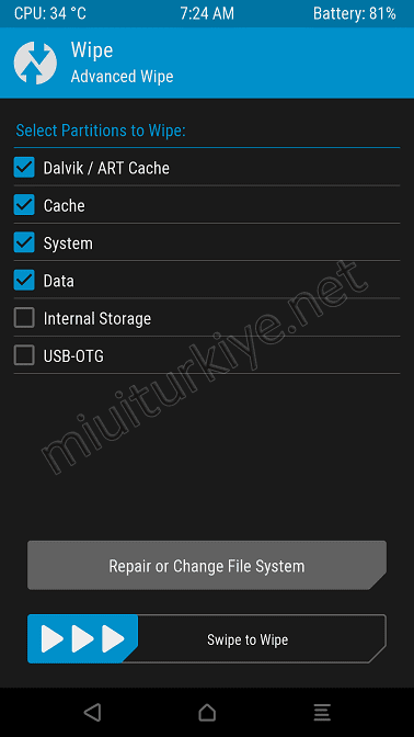 twrp temizle wipe secenekleri rehberi 5