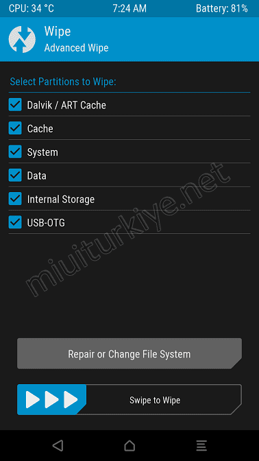 twrp temizle wipe secenekleri rehberi