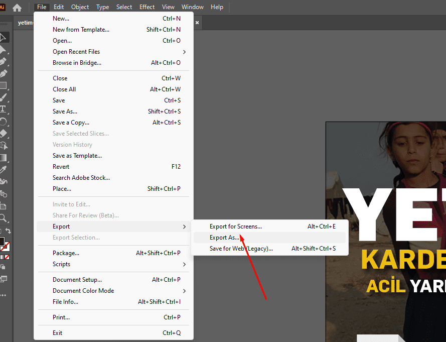 adobe illustrator dosyasini psdye layer olarak cevirme ai to psd 3