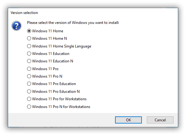 windows 11 choose option