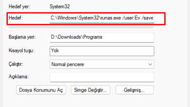 windowsta bir programi farkli kullanici olarak acma farkli kullanici olarak calistir kisayol 06