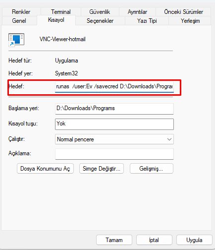 windowsta bir programi farkli kullanici olarak acma farkli kullanici olarak calistir kisayol 7