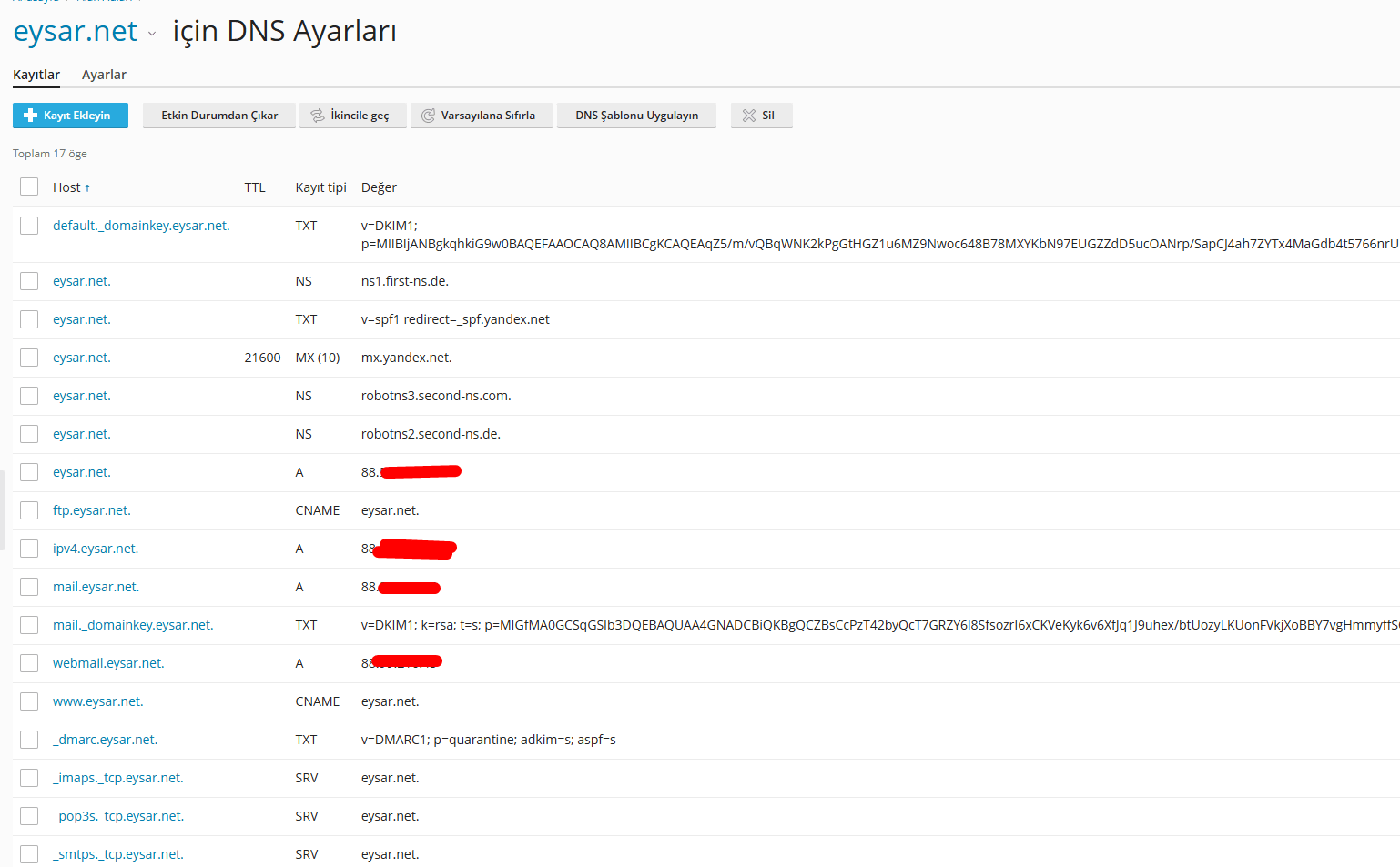 hetzner plesk icin dns ayarlari ve cloud flare dogru ayar yapilandirmasi 1